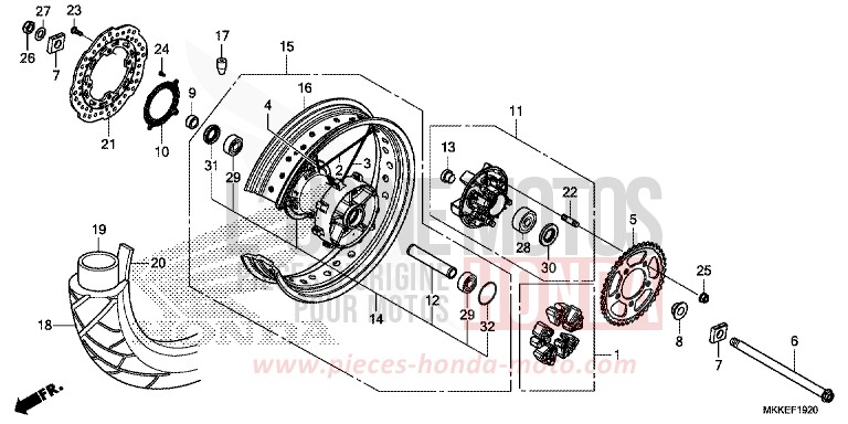 ROUE ARRIERE de Africa Twin GLINT WAVE BLUE METALLIC (B197X) 2019